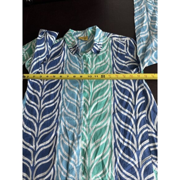 Roberta Roller Rabbit XS Leaf Print Blue & Green Button-Up Shirt - Picture 9 of 10